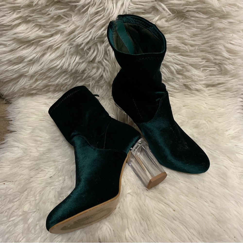 Velvet/Acrylic Block Booties